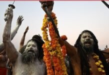 Sadhus Dance at BJP Nomination Rally. bjp